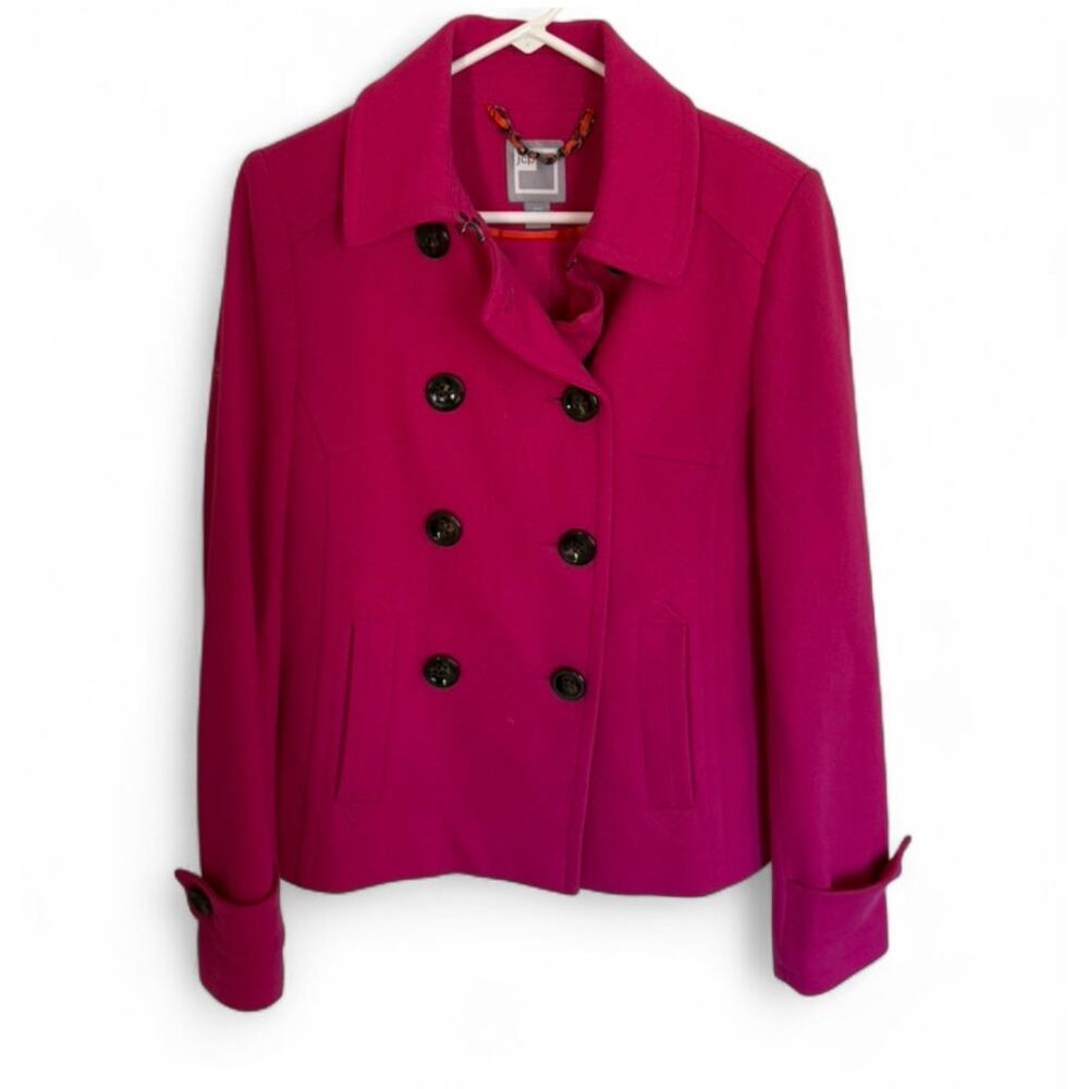Y2K Wool Blend Preppy Double-Breasted Peacoat JcPenny Fuscia Jacket Winter- Sz M